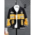 thumbnail image 3 of Mikrdoo Big Boys Kid Boys Coat Color Patchwork Letter Graphics Long Sleeve Preppy Style Baseball Jacket 9-10 Years, 3 of 9