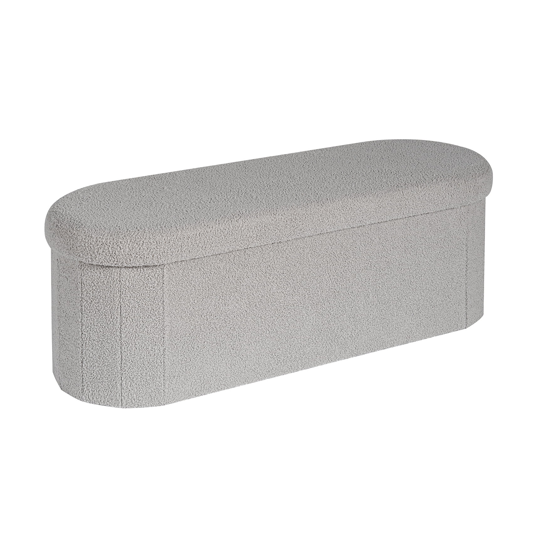 PINPLUS Storage Ottoman Bench Tufted Oval Ottoman Bench Foot Rest Velvet Bench with Storage 43" Grey