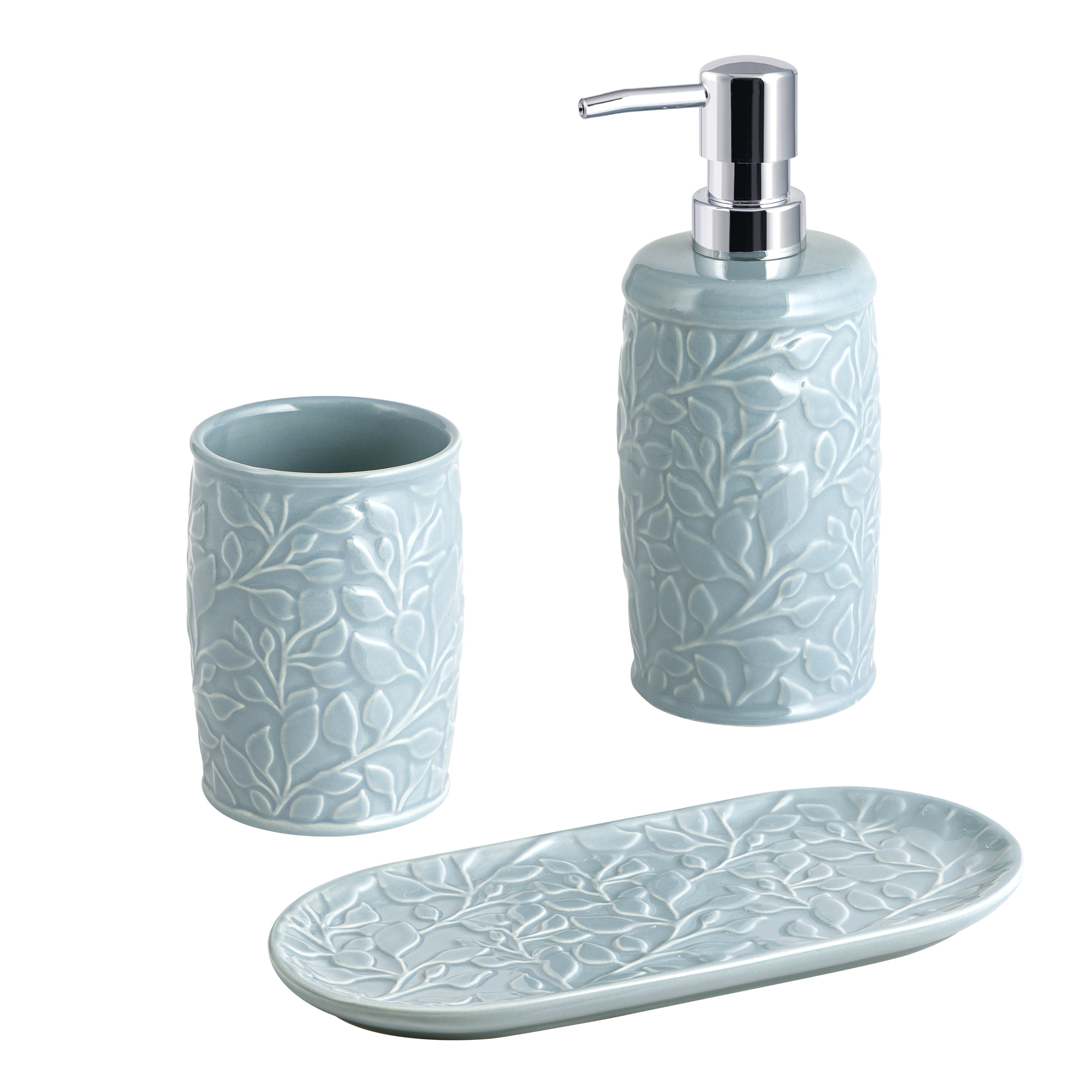 Mainstays Floral Ceramic Toothbrush Holder for Adults