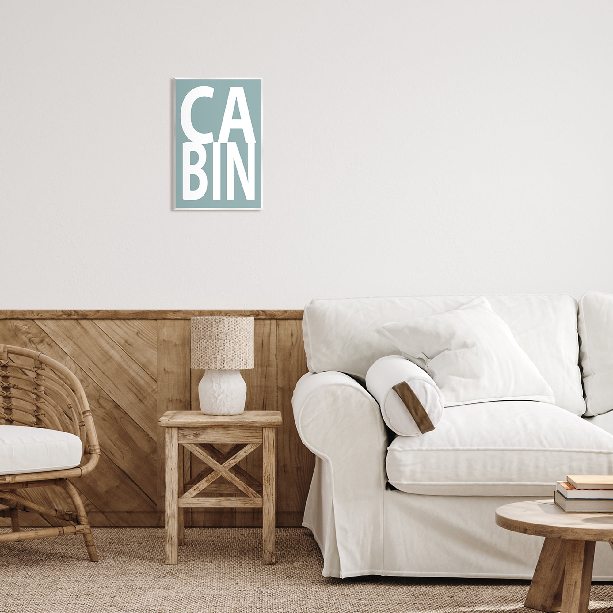 Stupell Turquoise Cabin Letters Typography Inspirational Painting Wall Plaque Unframed Art Print Wall Art