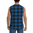 thumbnail image 4 of Fotbe Men's Blue Black Plaid Print Men's Sleeveless Muscle Tank Tops Casual T-Shirts for Gym Workout Beach-Small, 4 of 8