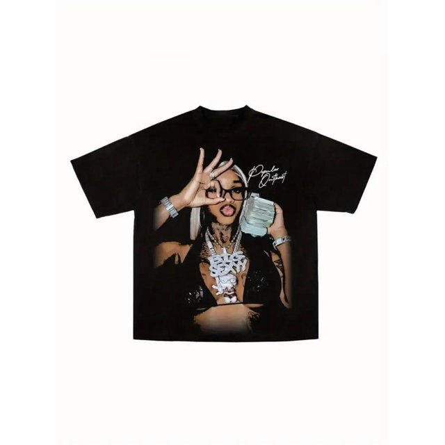 Camiseta gráfica Superstar para hombre, 100% algodón, cuello redondo, informal, deportiva, de manga corta, con estampado de dinero, en tejido de punto, moderna, negra brillante.