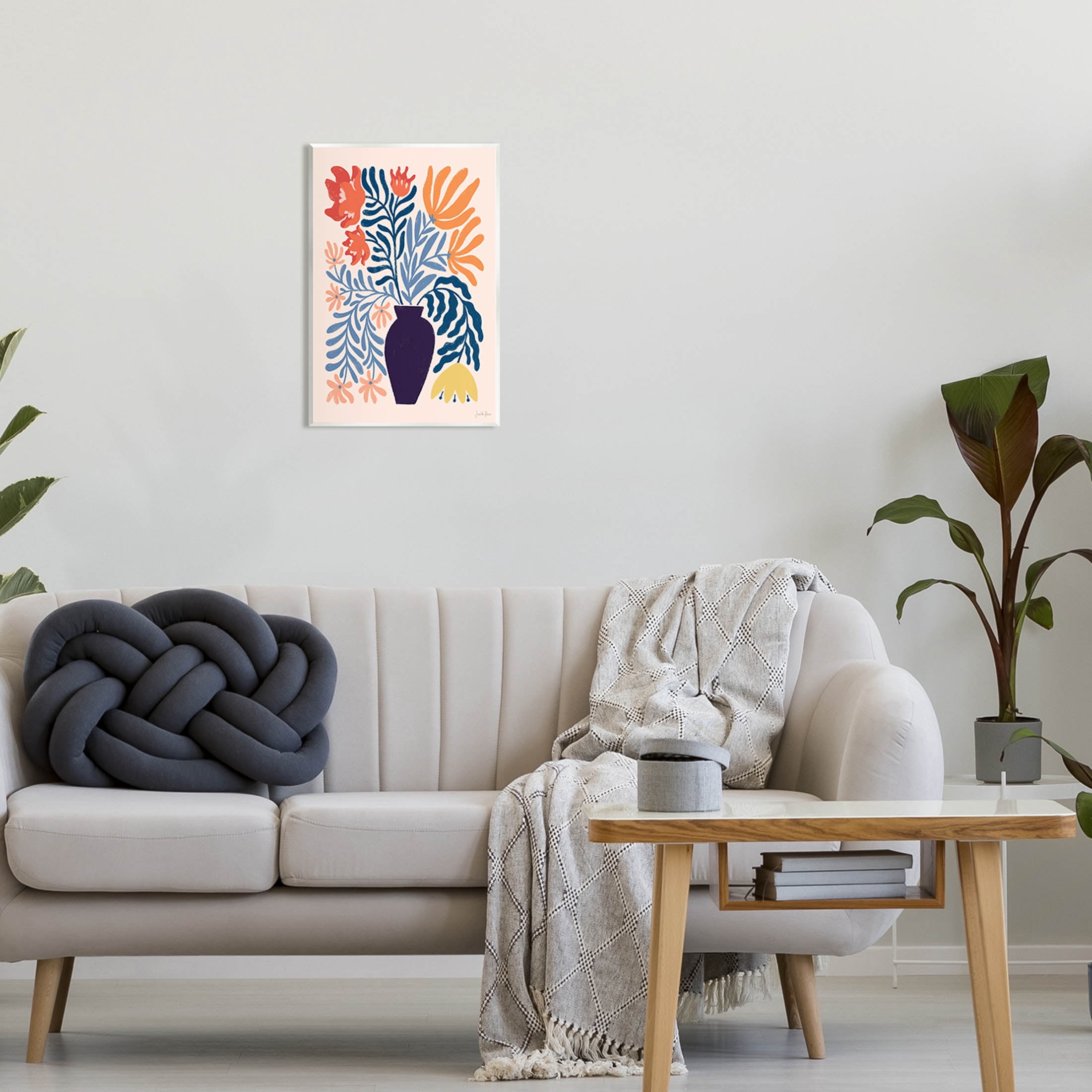 Stupell Industries Abstract Flower Vase Modern Silhouettes Graphic Art Unframed Art Print Wall Art, Design by Janelle Penner