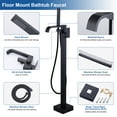 thumbnail image 4 of Wowow Matte Black 1-handle Freestanding Waterfall Bathtub Faucet with Hand Shower (Valve Included), 4 of 7