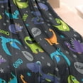 thumbnail image 3 of DarkBlue Dinosaurs Words Pattern Blanket,Comfortable Soft Flannel Throw Blanket,All Season,Warm Lightweight Blankets for Sofa Bed Couch Living Room Chair,30"x40", 3 of 4