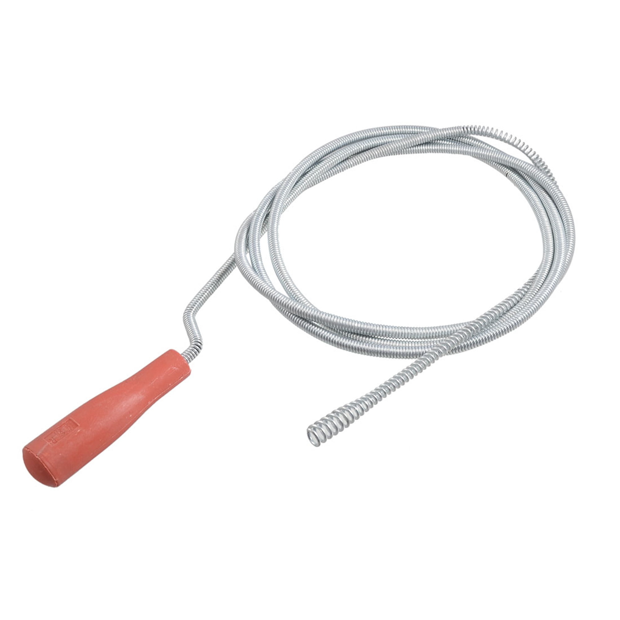 Uxcell Red Plastic Handle 2.5M Plunger Wire Closet Toilet Drain Cleaner Pipe