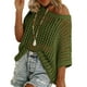 thumbnail image 1 of Jersey Zeagoo de ganchillo de manga corta con huecos, color verde militar, 1 of 5