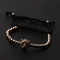 thumbnail image 2 of EOEMY 2020 Fashion Mens 18K Gold Plated Cz 4mm Beads Zircon Braided Macrame Bracelets-Rose Gold Leopard Head, 2 of 2