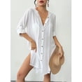 thumbnail image 6 of Bsubseach Fashion Womens Hooded Button Down Swimsuit Cover Up Roll Sleeve Beach Shirt Dress Cover-ups S-XXL, 6 of 6