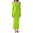 thumbnail image 2 of IDALL Maxi Dresses,Casual Dresses Women's Square Neck Long Sleeve Maxi Dress Soft Ribbed Bodycon Dresses For Women Long Sleeve Dress,Long Dresses,Bodycon Dresses Green Dress L, 2 of 5