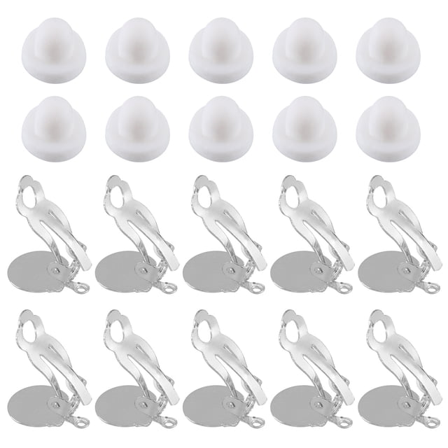 Unique Bargains Earring Converter with Silicon Earring Pads, 20Pack Earring Finding with Easy Open Loop (White)