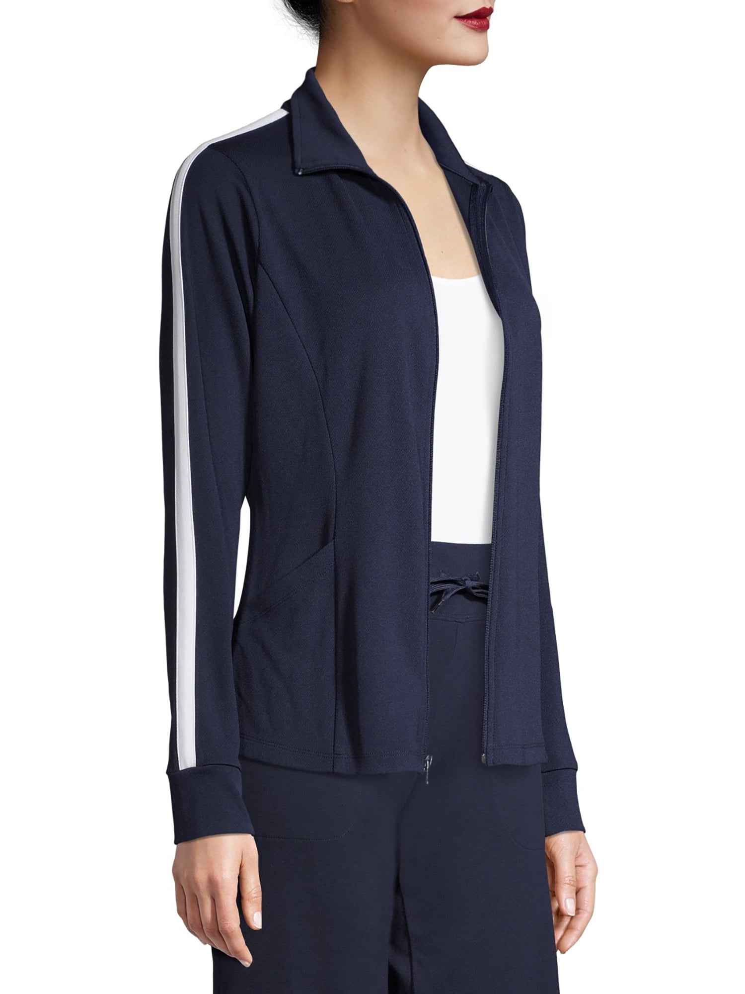 Athletic Works Women's Athleisure Track Jacket with Contrast Stripes