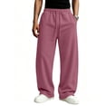 thumbnail image 7 of Men's Solid Color Wide Leg Sweatpants Elastic Drawstring Waist Loose Straight Leg Casual Streetwear Workout Trousers with Pockets, 7 of 7