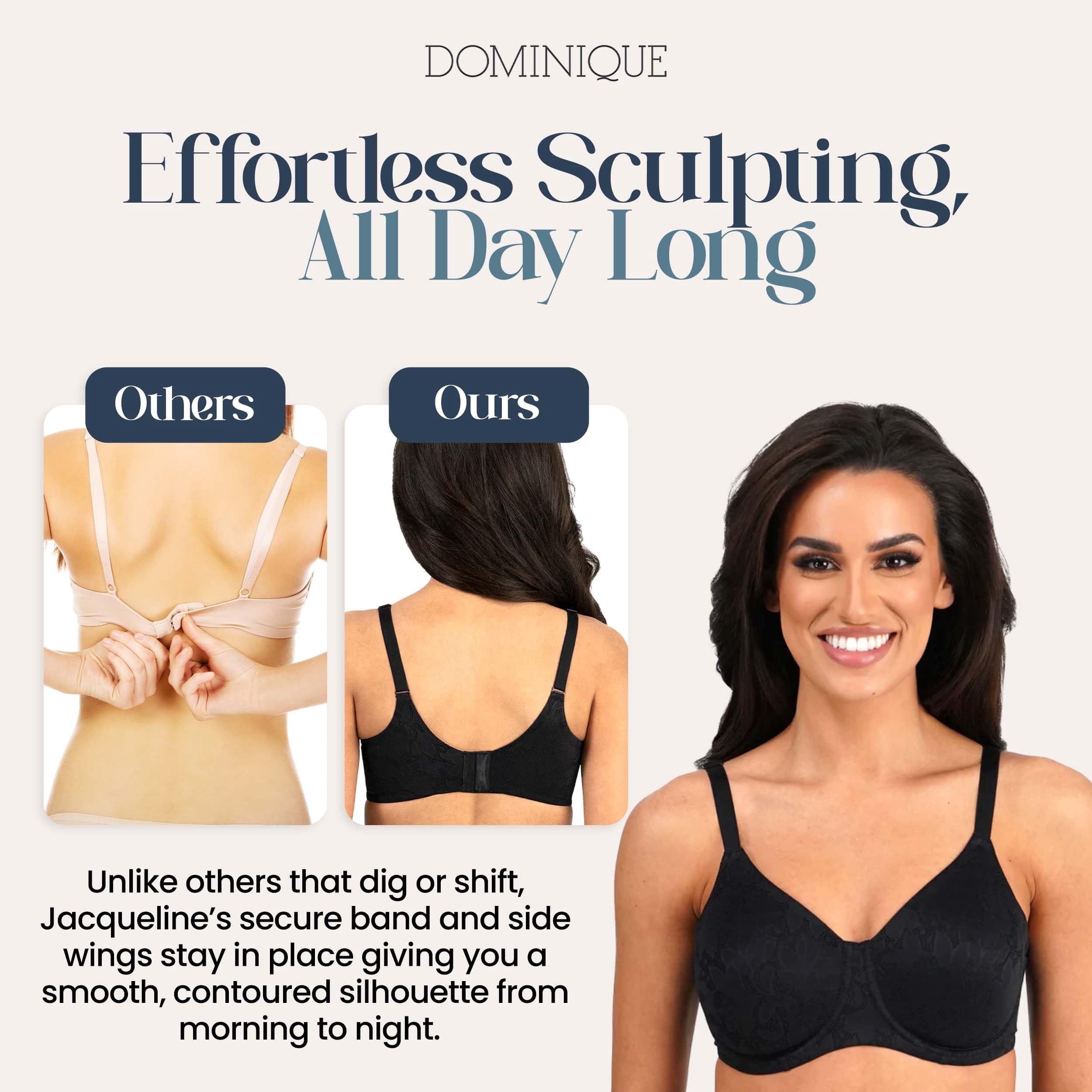 Dominique Women’s Jacqueline Jacquard Minimizer Bra #7018 – Seamless Full Figure Underwire Lingerie for Women