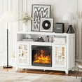 thumbnail image 2 of Seizeen Electric Fireplace TV Stand for 60" TV – Modern White Media Console with 18" Fireplace Insert, Storage Cabinets & 6-Color Flames | Living Room Entertainment Center, 2 of 6
