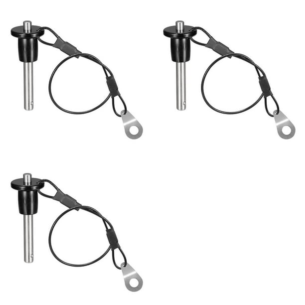3X Pasador de Liberación Rápida de Acero Inoxidable Pasador de Bloqueo de Bola de 6 mm de Diámetro con Cable de Cordón Longitud Útil 25 mm