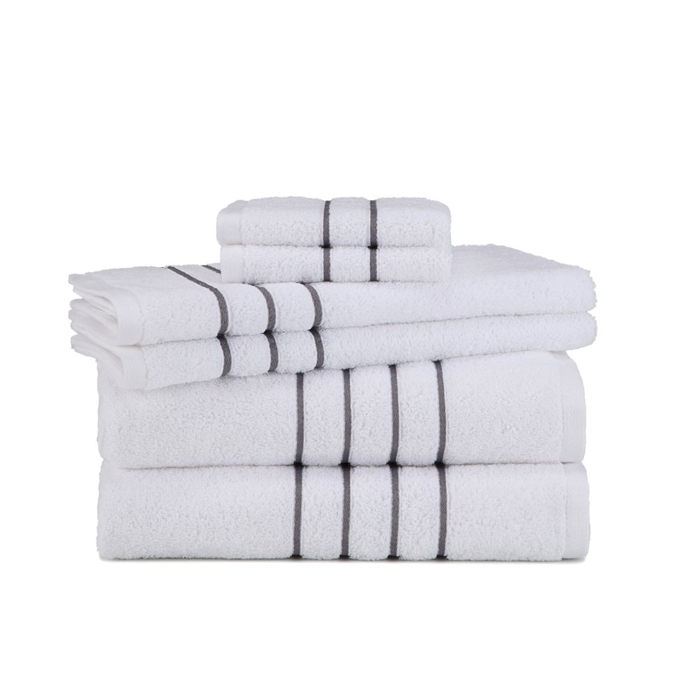 Embroidered Hotel Collection 6Piece Light Grey Towel Set