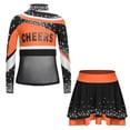 thumbnail image 4 of TiaoBug Cheerleading Outfits for Kids Girls Long Sleeve Mock Neck Rhinestones Cheer Top with Mini Skirt Set Orange 16, 4 of 6