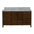 thumbnail image 3 of California 60" Single Bathroom Vanity with Walnut Cabinet and Carrara Marble Top, 3 of 6