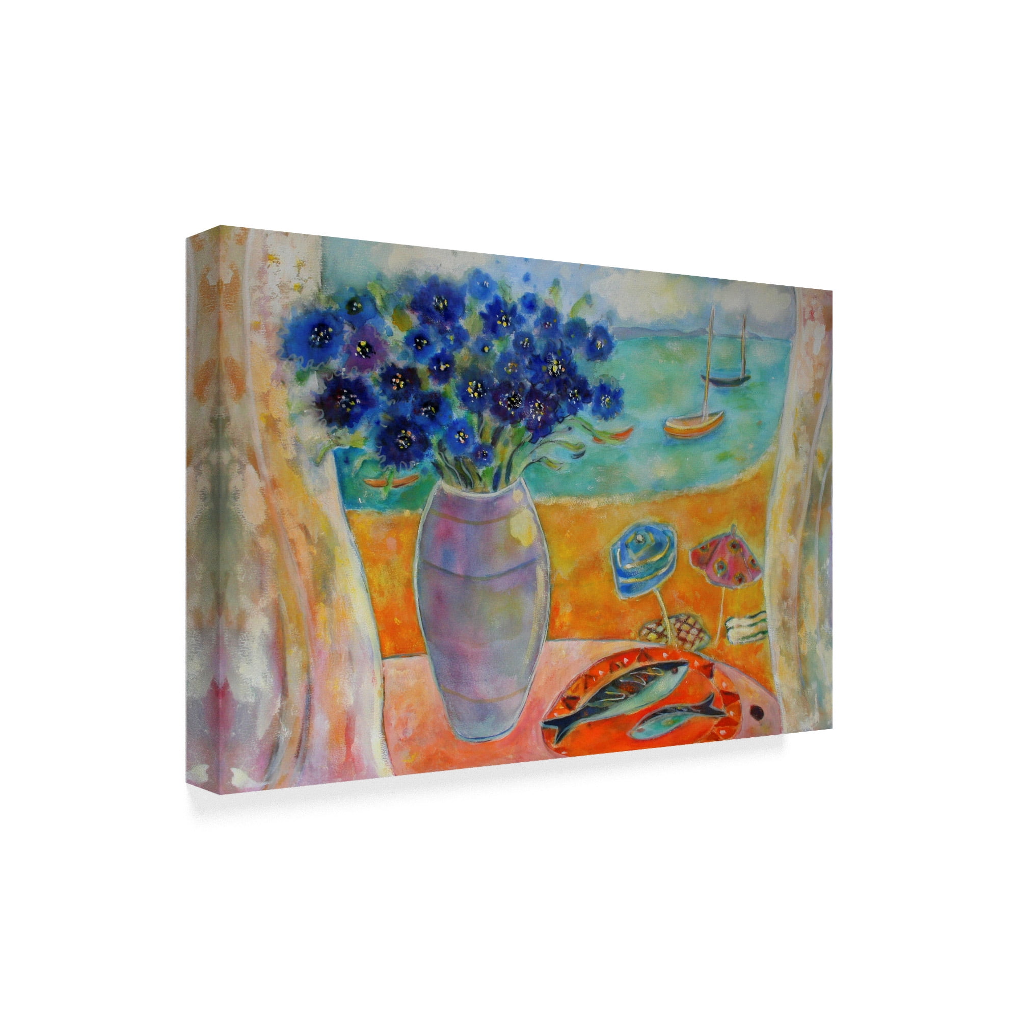 Trademark Fine Art 'Boats On The Lagoon' Canvas Art by Lorraine Platt