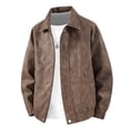 thumbnail image 4 of LYSMORA 2026 Men's Lapel Vintage Washed Faux Leather Bomber Jacket, Snap Button Zip Front Elastic Hem Oversized Loose Fit Windproof Motorcycle Street Casual Outerwear, 4 of 5