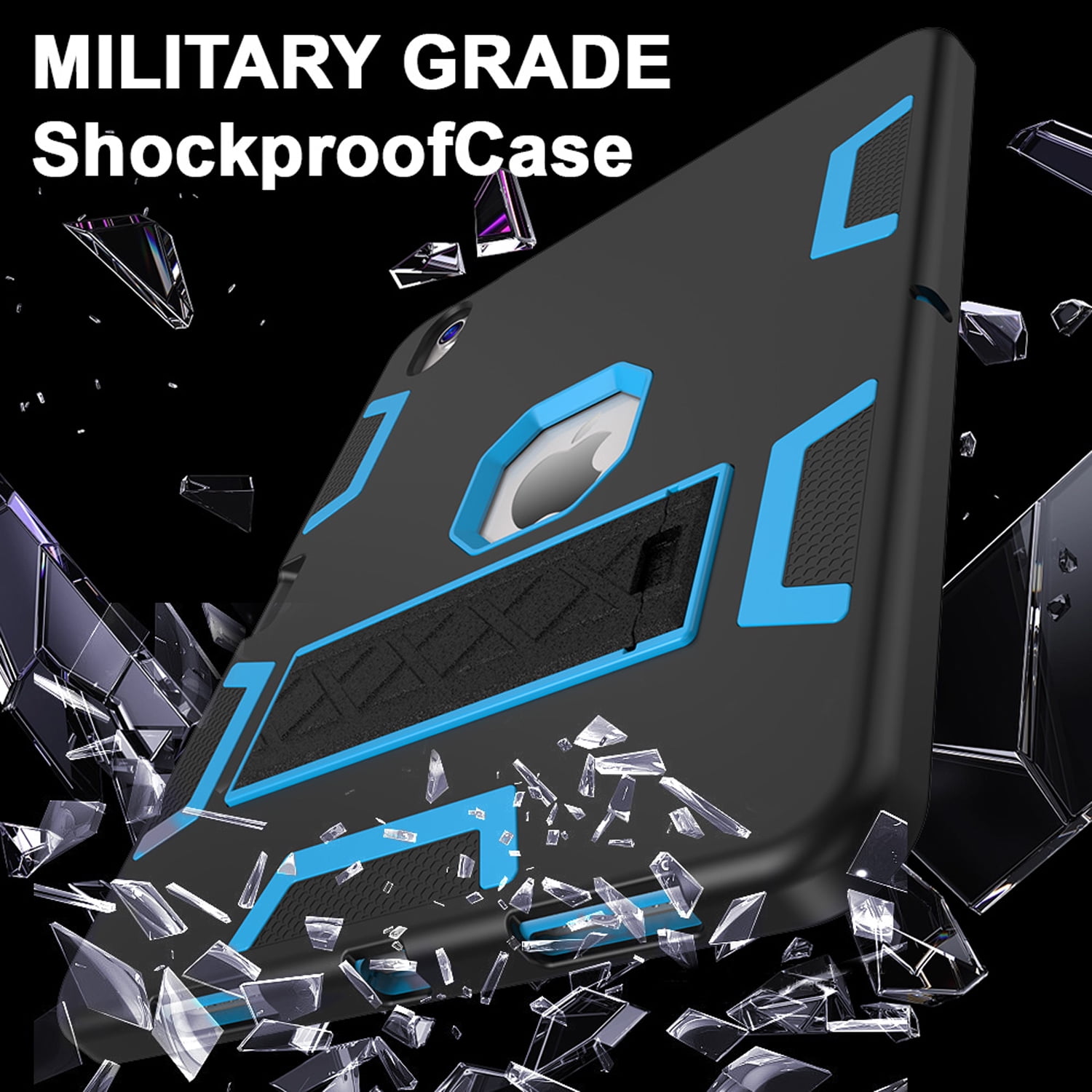 Decase Rugged Case Compatible with Apple iPad Air 11-inch M3 (2025) / M2 (2024),Shockproof Protective Cover with Built-in Stand & Pencil Holder,Heavy Duty Hard Cover,Blackblue