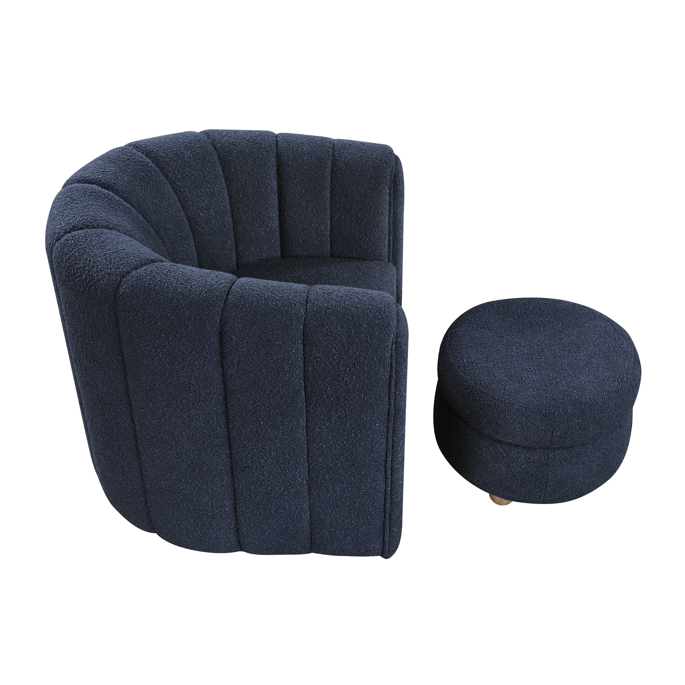 OakvillePark Rivermount Boucle Barrel Swivel Chair with Ottoman, Blue