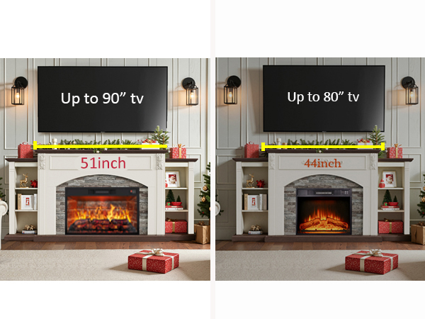 80" Electric Fireplace with Mantel, TV Stand for TVs Up to 90 Inch, Entertainment Center with Storage for Bedroom, 30'' Fireplace Insert Heater for Living Room