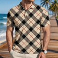 thumbnail image 2 of Garbnen Men’s Polo Shirts Short Sleeve Plaid Color Block Collared Henley Shirt Men Lightweight Breathable Casual Summer Beach Vacation Funny Golf Shirts for Men Gray XXL, 2 of 7