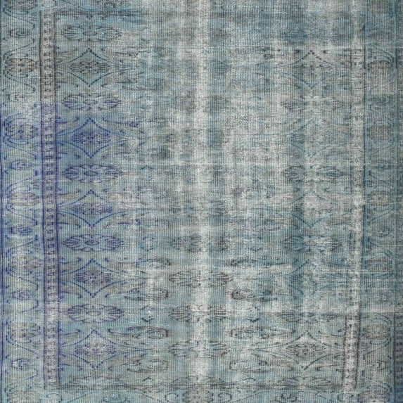 Ahgly Company Machine Washable Indoor Square Contemporary Blue Gray Area Rugs, 7' Square