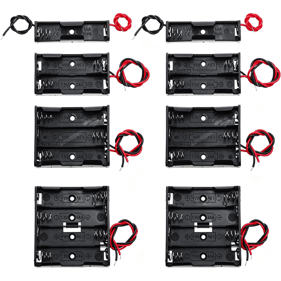 GJX 8 Pack Aa Battery Holder Bundle with Wire Aa Battery Holder with Leads