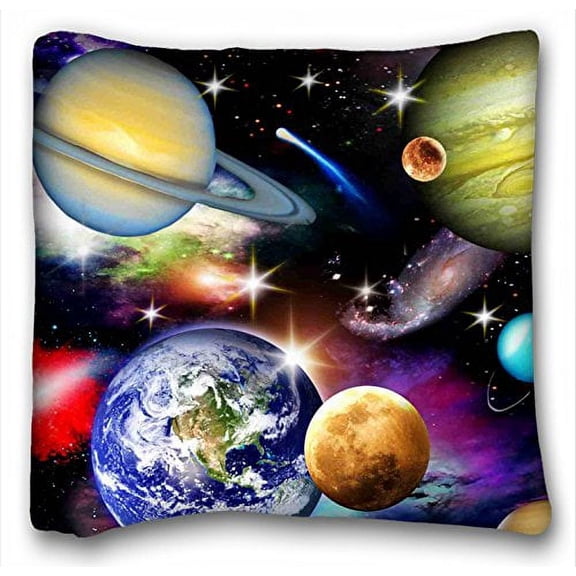 WinHome Solar System Planets Earth Galaxy Nebula Print Throw Pillow Case Cases Cover Cushion Covers Inner Included Soft Bedding New Fashion Sofa Size 18x18 Inches Two Side