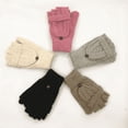 thumbnail image 2 of Guantes de lana de otoño e invierno para hombres y mujeres, guantes cálidos de doble uso con tapa de copo de nieve, guantes de medio dedo tejidos con ciervo, 2 of 6