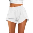 thumbnail image 3 of JSheng Women's Casual Short Pants Women Summer Running Sports Pants With Pockets Side Zippers Solid Color Elastic Waist Slit Shorts White XL, 3 of 5