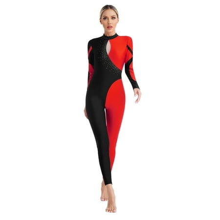 Moggemol Mommy and Me Jumpsuit Long Sleeve Unitard Full Length Bodysuits Gymnastics Ballet Dance Red XXL