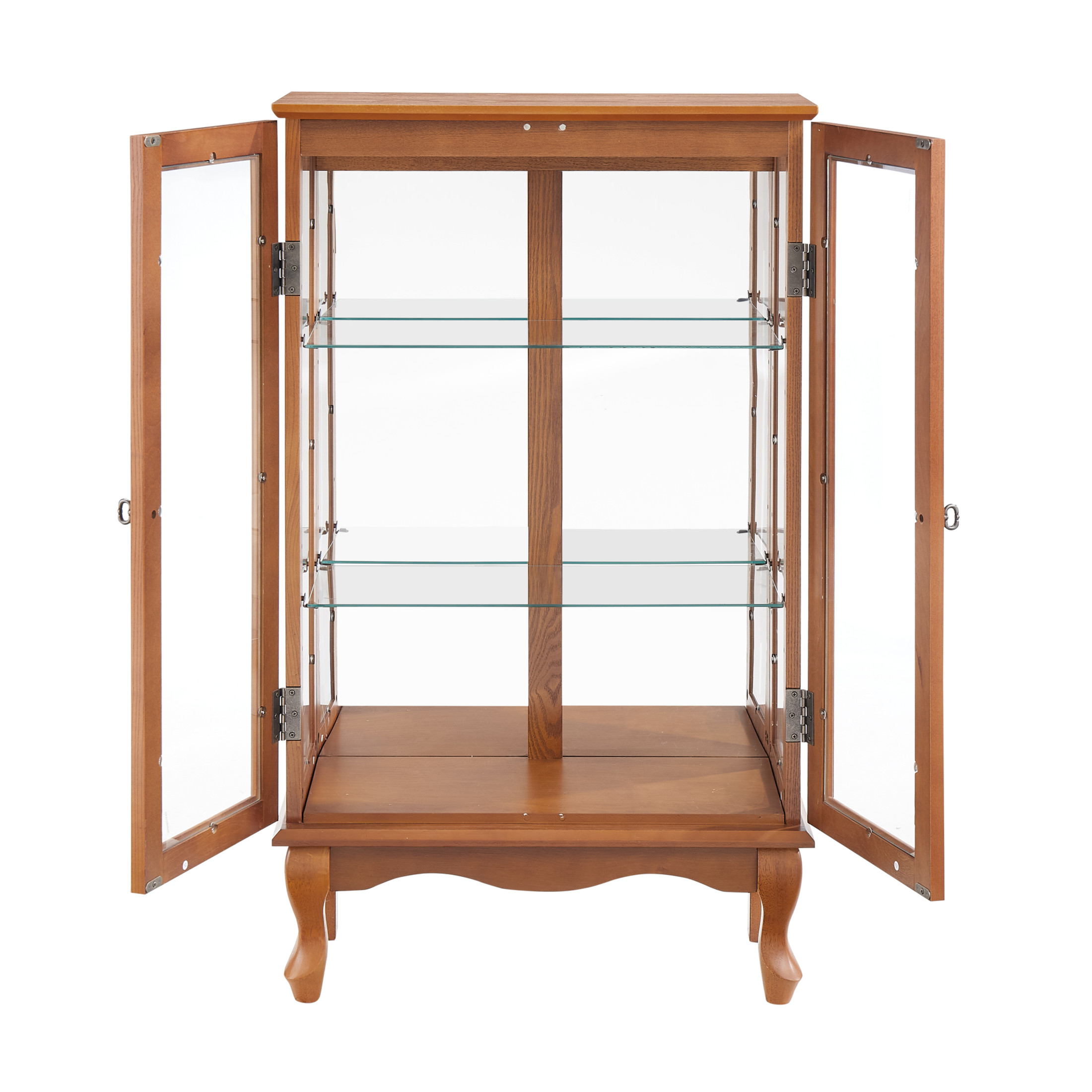 Noble House Fairfax Lighted Curio Cabinet with Mirrored Back, Glass Doors and Adjustable Shelves, Home Office, Dark Oak