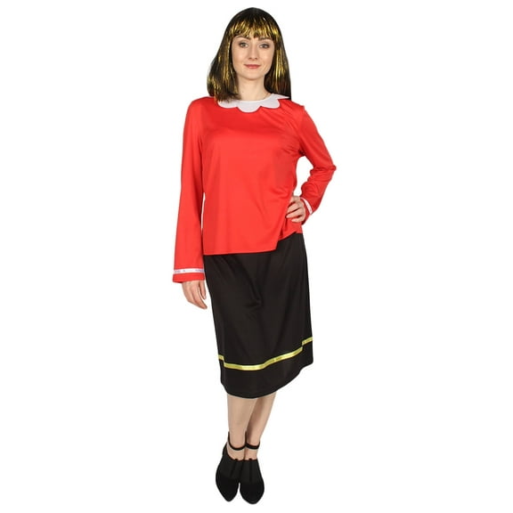 HPO Adult Women Olive Sailor Costume | Best for Halloween, Red & Black Color Cosplay Costume, Synthetic Fabric