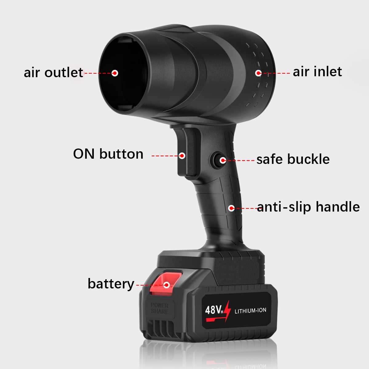 Portable Air Blower, Byseng 100000 RPM Electric Compressed Air Duster with Safe Buckle, 48VH Rechargeable Battery