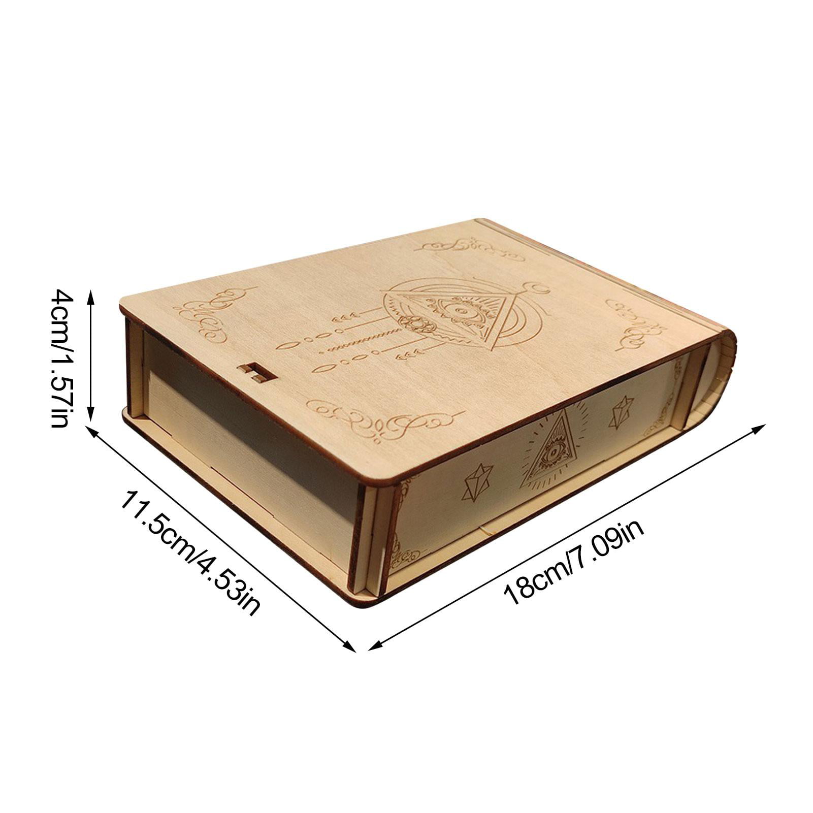 Famure Wooden Treasure Box-Card Deck Box-Tarot Card Holder Pattern-Tarot Case For Jewelry Keepsake Treasure Trinket Decor Game -