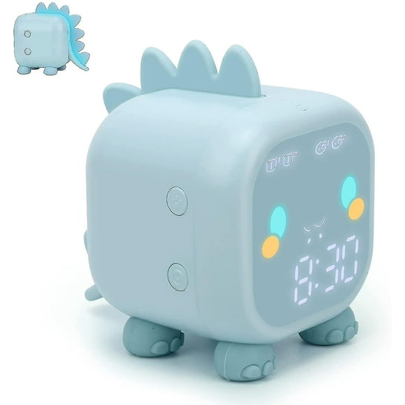 Kids Alarm Clock Dinosaur Bedside Clock Digital Alarm Clock With Night Light-blue