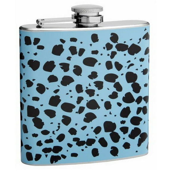 6oz Blue and Black Cheetah Print Hip Flasks