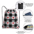 thumbnail image 3 of Fuzoiu Heart Black Buffalo Plaid Gingham Print Drawstring Backpack Water Resistant String Bag Sports Sackpack Gym Sack for Men Women, 3 of 6