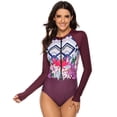 thumbnail image 4 of Coofit Maillot de Bain Femme Manches Longues Imprimé Floral Surf, 4 of 9