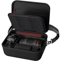 Black Hard Shell Camera Case for Canon Rebel T7/R100 - 3 Adjustable Dividers & Shoulder Strap