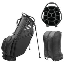 Golf Stand Bag 14 Way Full-Length Dividers with Stand, Lightweight Waterproof Golf Bag, 8 Pockets, Cooler Pouch,Golf Club Bag for Men, Dual Strap, Rain Hood, Black
