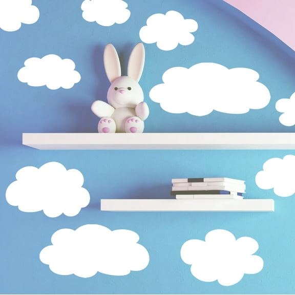 Cute Baby Nursery White Clouds Vinyl Wall Sticker Decals Kids Room Decor (2) Sheets include (9) Total Clouds 4"-13.5"