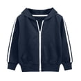 thumbnail image 2 of WUANDIXFA Boys Zipper Hoodie Baby Zip Up Hoodie, Unisex Toddler Long Sleeve Sweatshirts Lightweight Jacket Hooded Coats Fall Winter Outfits,Dark Blue,18-24 Months, 2 of 6