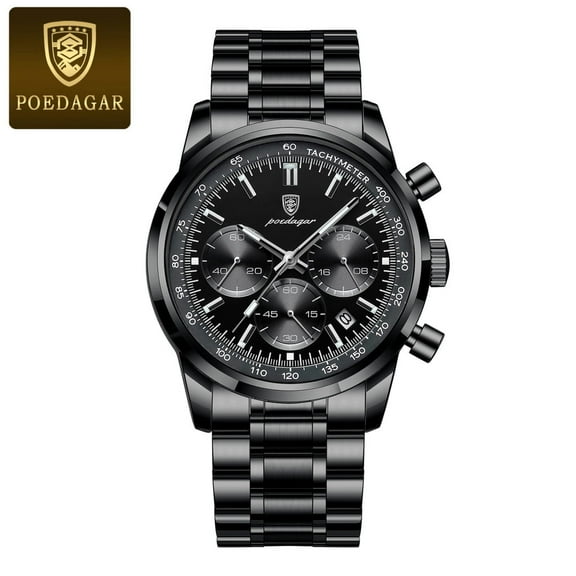 Explojoy Men's Stainless Steel Chronograph Watch with Waterproof and Luminous Features