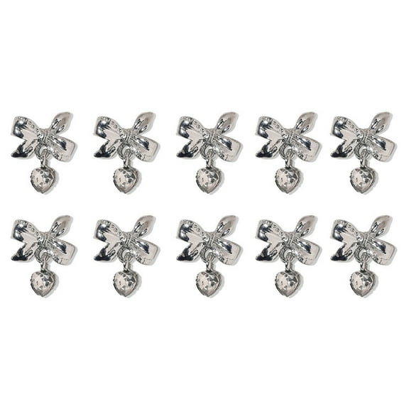 dianhelloya 10Pcs Sparkling Rhinestones Nail Charms Three-dimensional Bowknot Alloy DIY Accessories