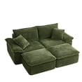 thumbnail image 5 of Aukfa 81" Oversized Modular Sectional Sofa, Corduroy Upholstered Cloud Couch with Two Ottomans, Deep Seat Comfy Sofa Set for Living Room, Green, 5 of 7